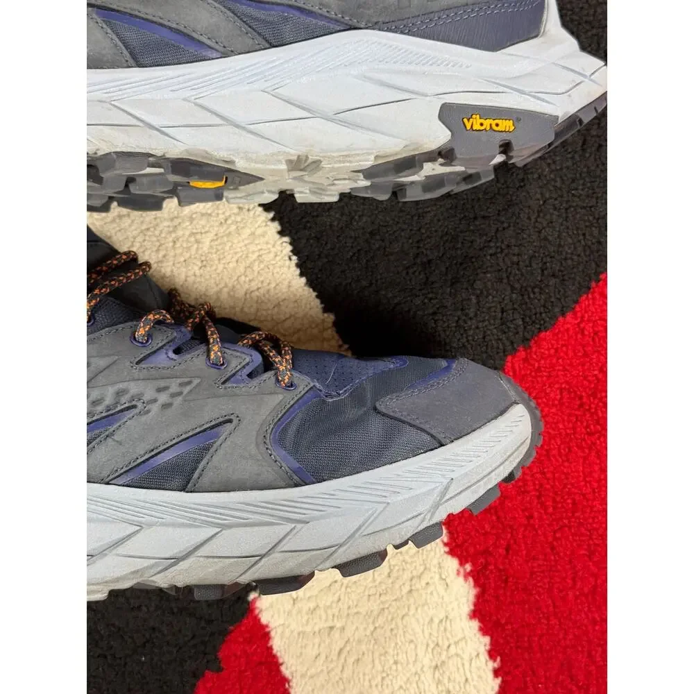Hoka Shoes Mens Size 10D Anacapa Low GTX Blue Gray Vibram GoreTex Hiking Outdoor